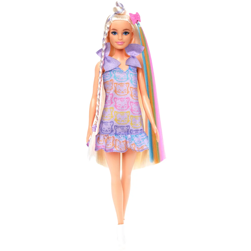 Barbie baba cicás ruhában divatos tincsek játékszett - Mattel kép 2