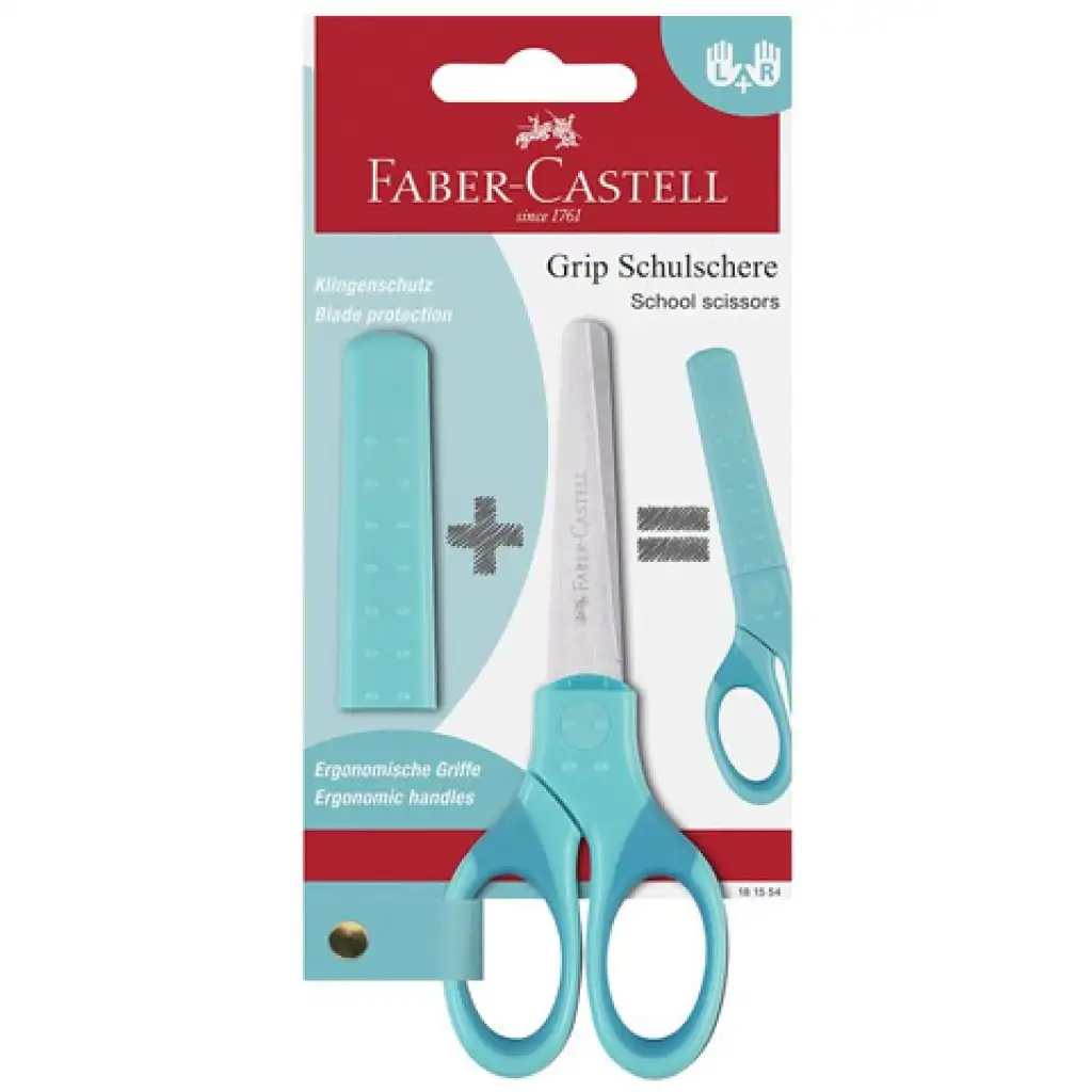 Faber-Castell: Grip iskolai olló türkiz színben pengevédővel