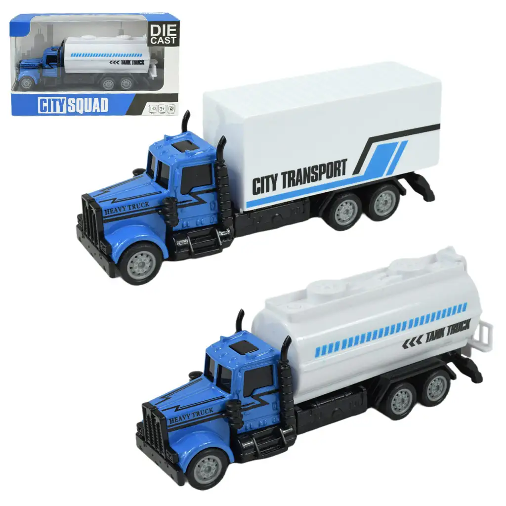 City Squad: Szállító teherautó lendkerekes kialakítással kétféle változatban 1db