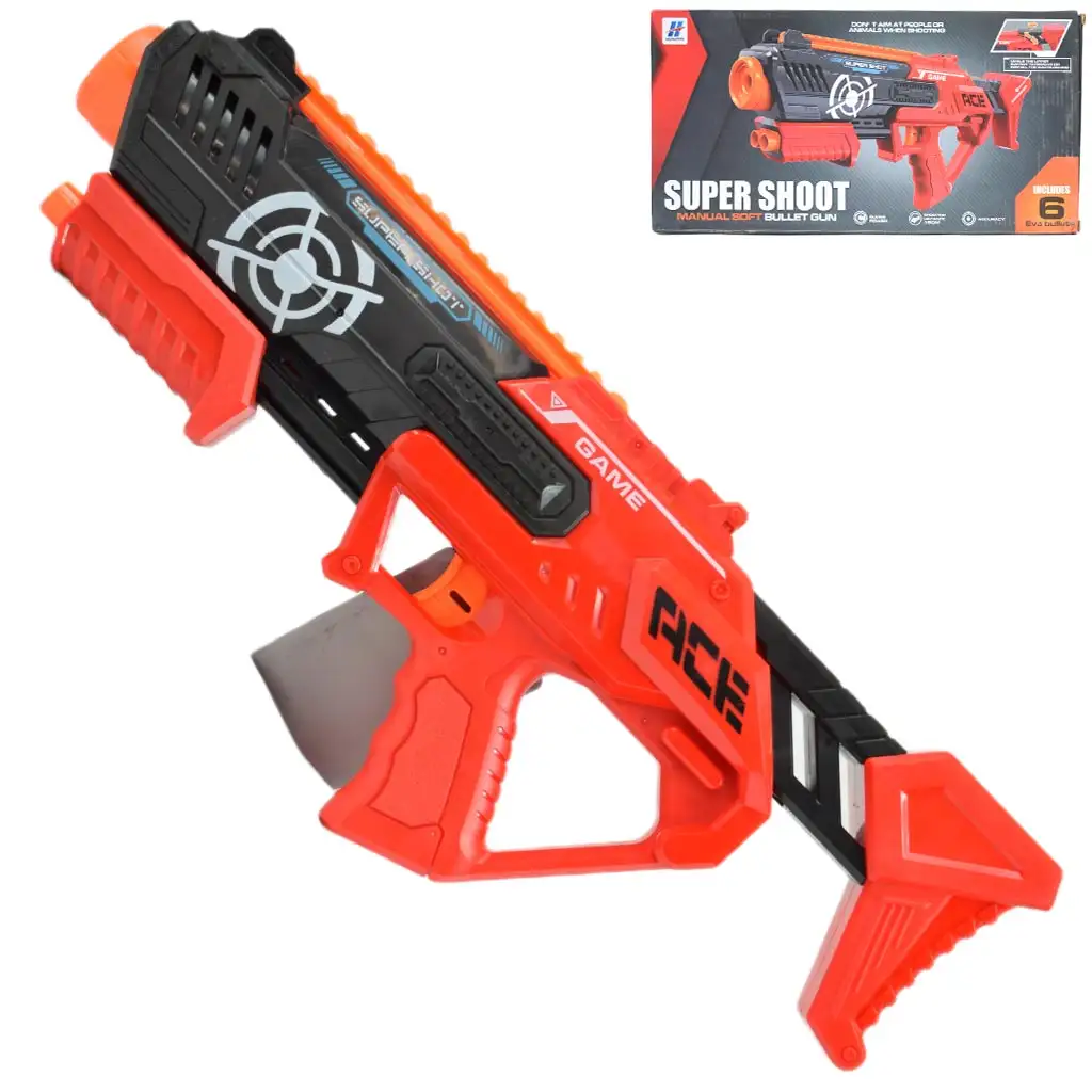 Super Shoot: Manuális szivacslövő fegyver töltényekkel 47cm