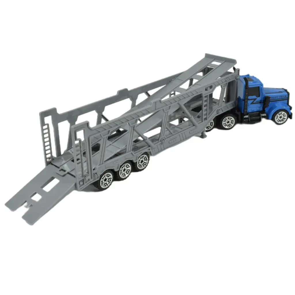 City Truck: Kék autószállító csőrös kamion 22cm kép 4