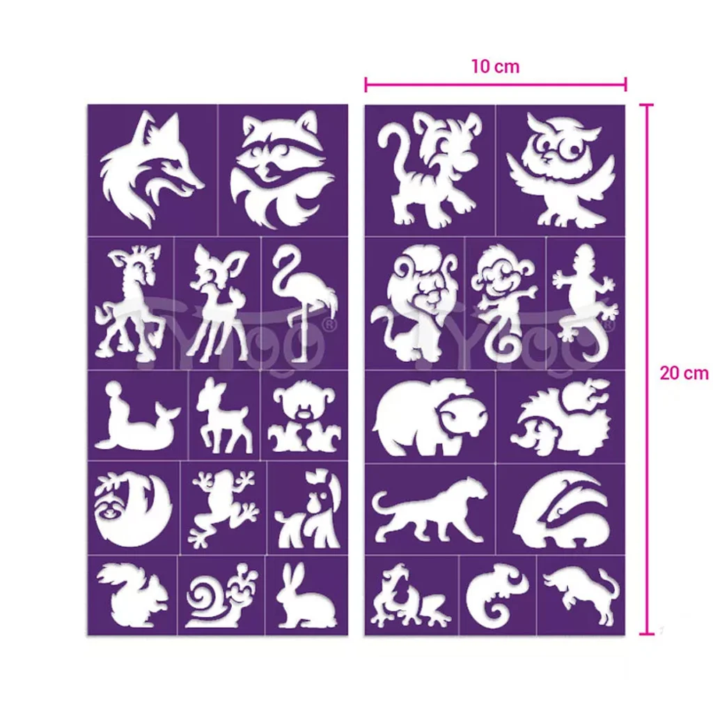 TyToo: Erdei állatok csillámtetoválás sablon szett 26db kép 3