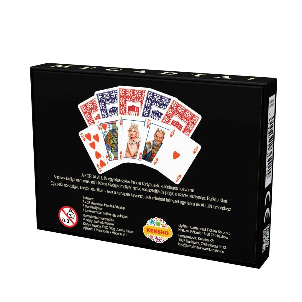 Korda All-In Deluxe francia dupla kártyapakli (2x52 lap + 6 Joker) kép 2