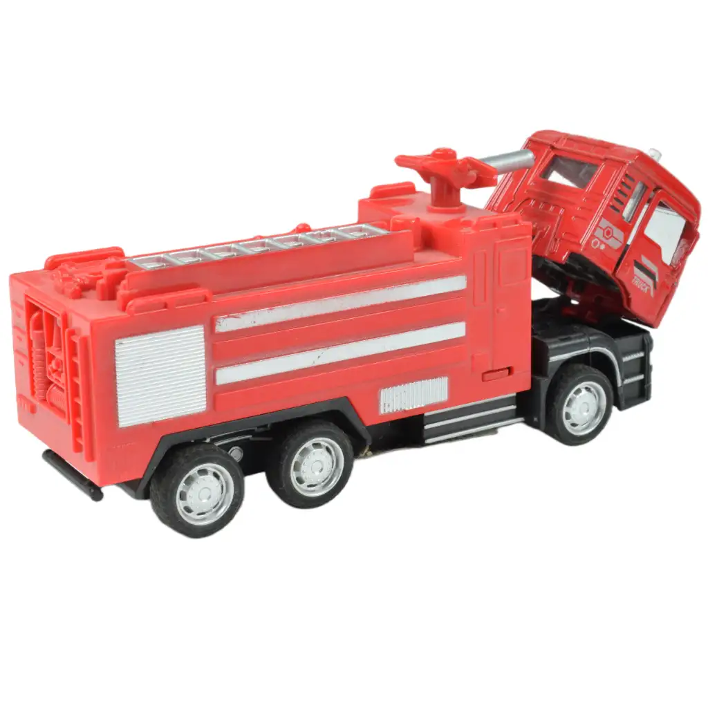 Fire Truck: Hátrahúzós tűzoltó teherautó kétféle változatban 14cm kép 4