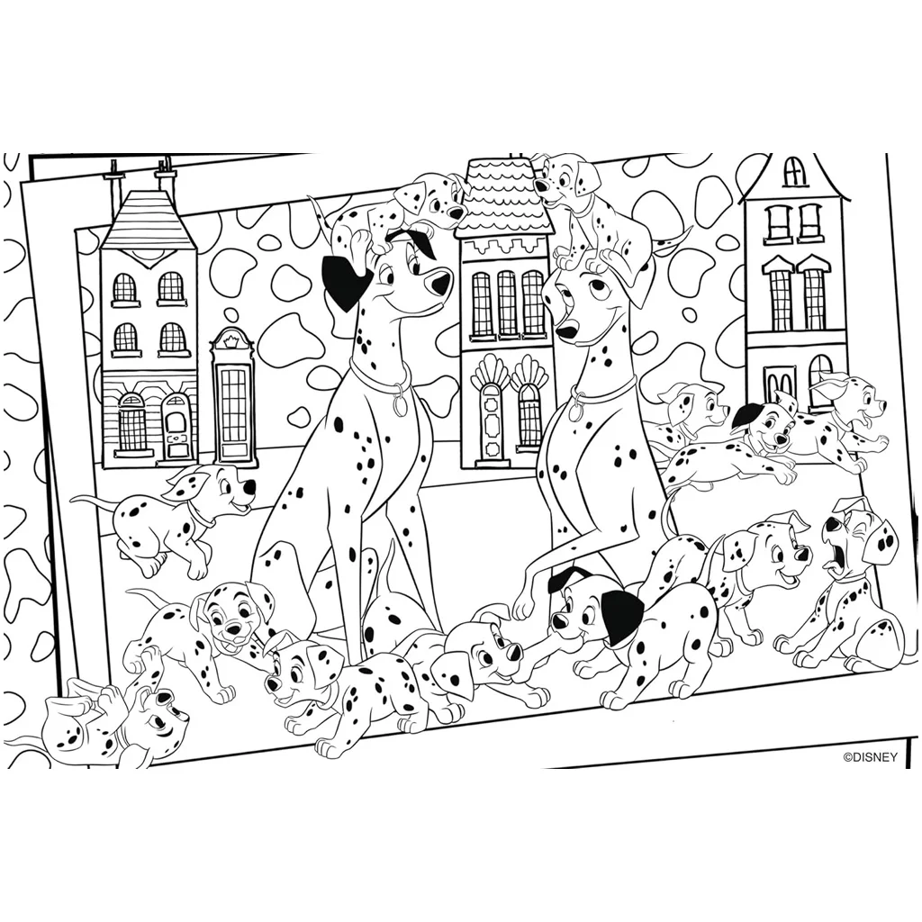 Disney 101 kiskutya 2 az 1-ben 24db-os puzzle és színező 50x35cm - Lisciani kép 3