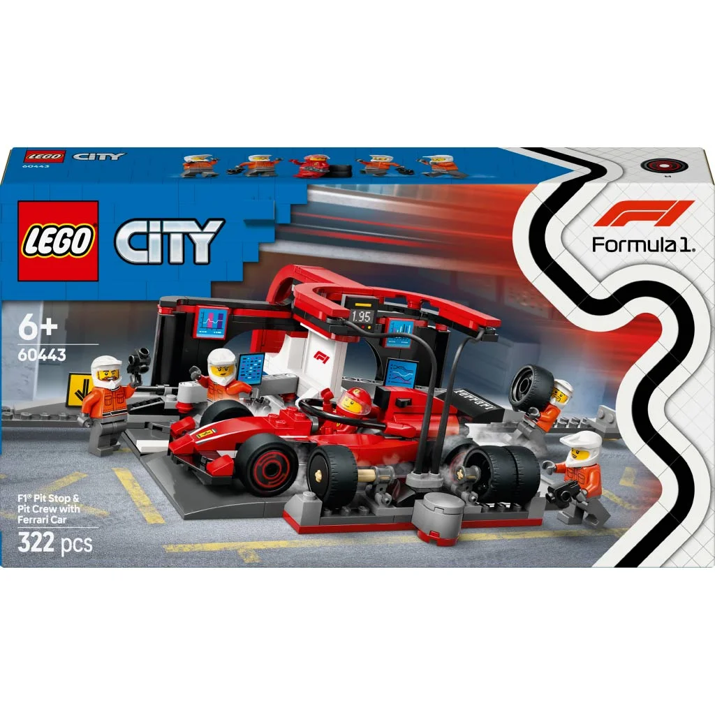 LEGO® City: F1®-es boxutca és személyzet, Ferrari autóval (60443)