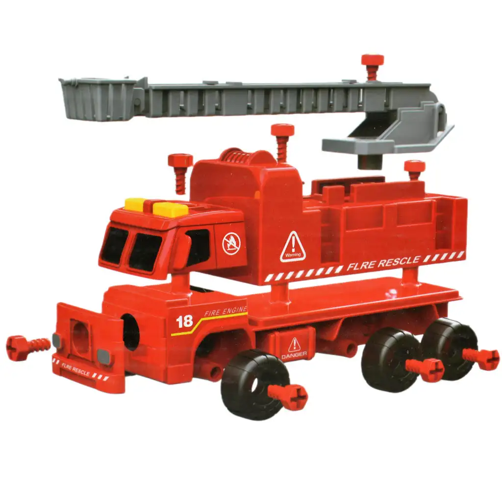 Fire Engine: Emelőkosaras szétszerelhető tűzoltóautó szerszámokkal és hanggal 20cm kép 6