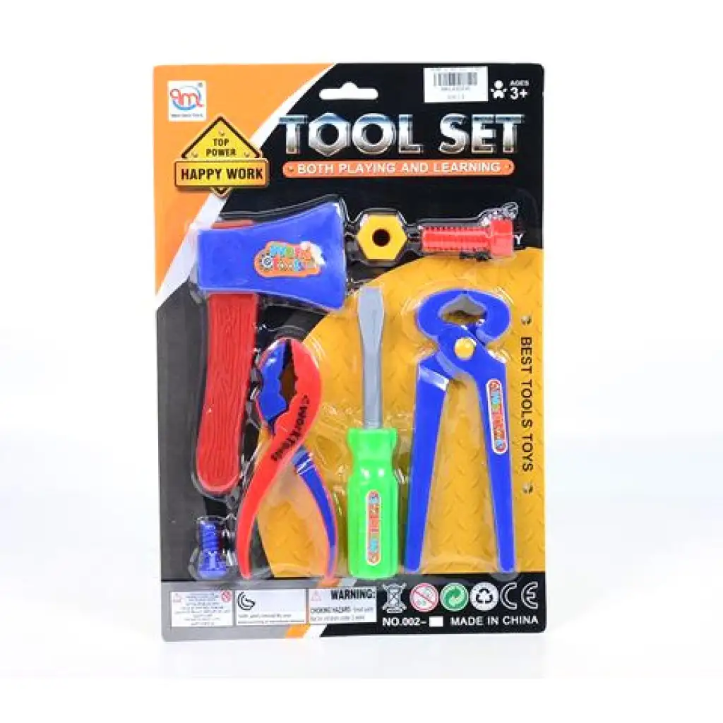 7db-os műanyag szerszámkészlet fejszével és kiegészítőkkel