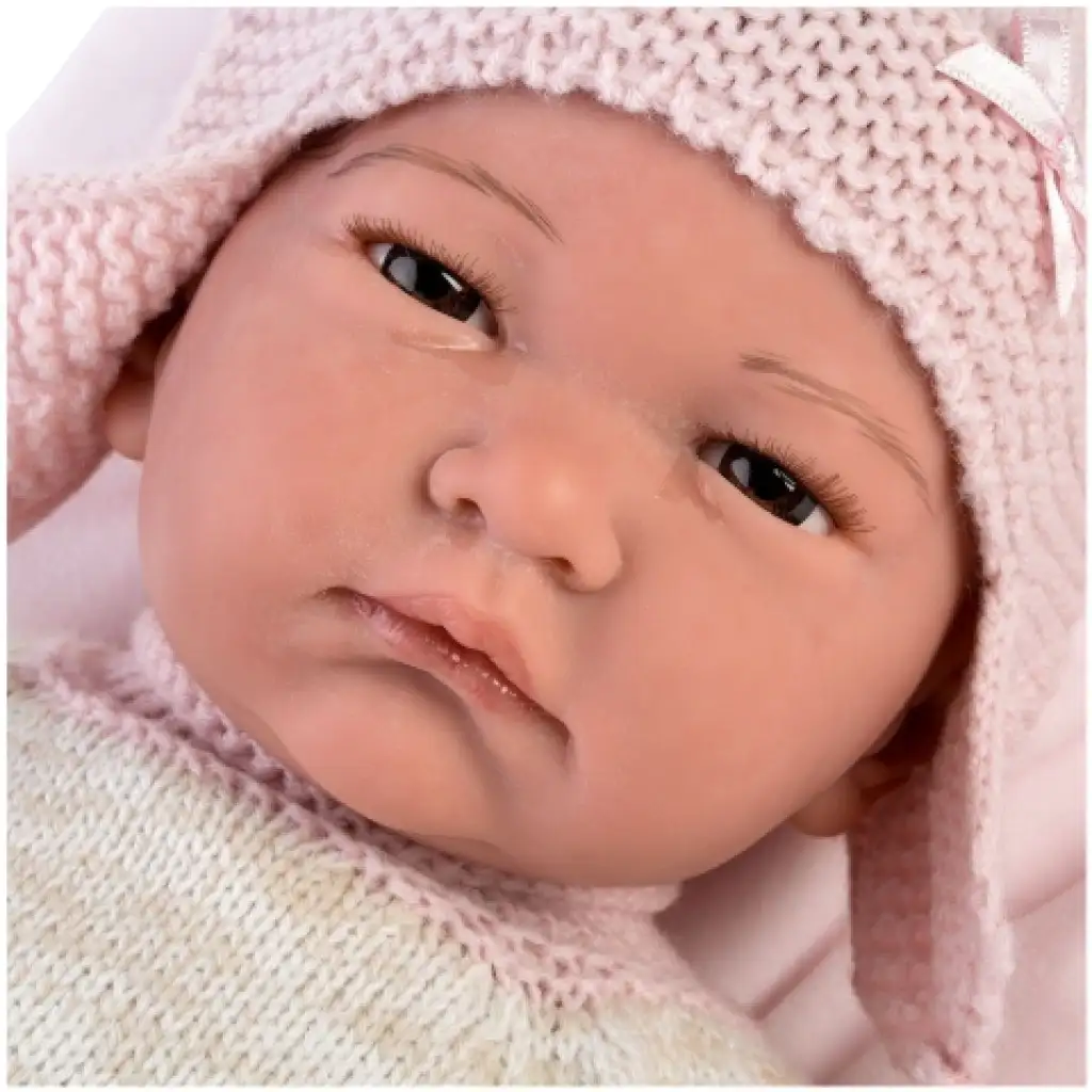 Llorens: Reborn limitált kiadású élethű újszülött baba bojtos ruhával 42cm-es kép 3