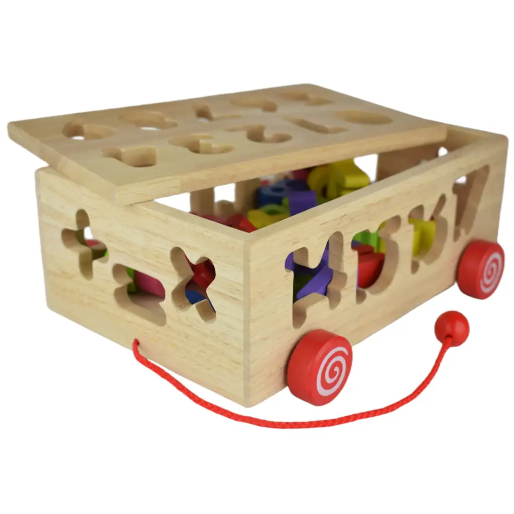 Beilaluna: Fa formaválogatós húzható kocsi számokkal kép 5