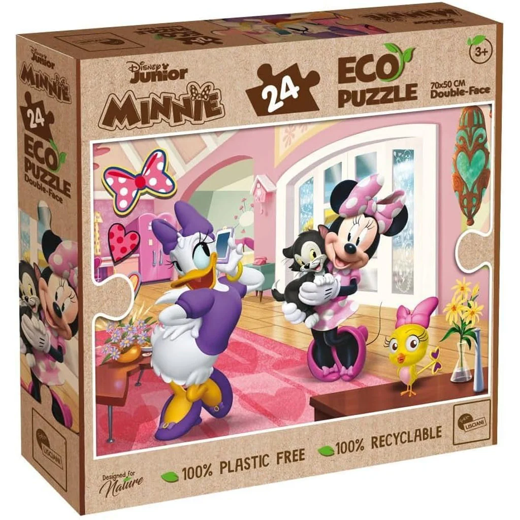 Minnie egér és Daisy kacsa kalandjai 2 az 1-ben 24db-os Eco maxi puzzle és színező 70x50cm - Lisciani