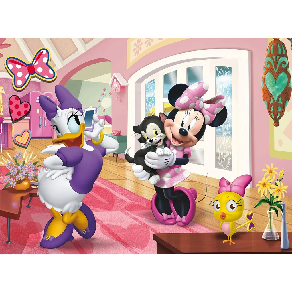 Minnie egér és Daisy kacsa kalandjai 2 az 1-ben 24db-os Eco maxi puzzle és színező 70x50cm - Lisciani kép 2