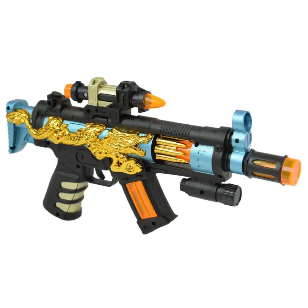 Super Weapons: Gépfegyver sárkányos mintával, fénnyel és hanggal 33cm kép 3