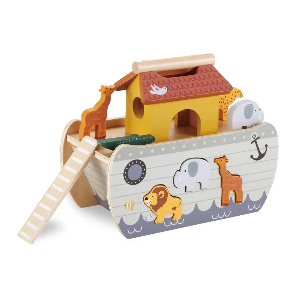 Noé bárkája állatokkal fából kép 2