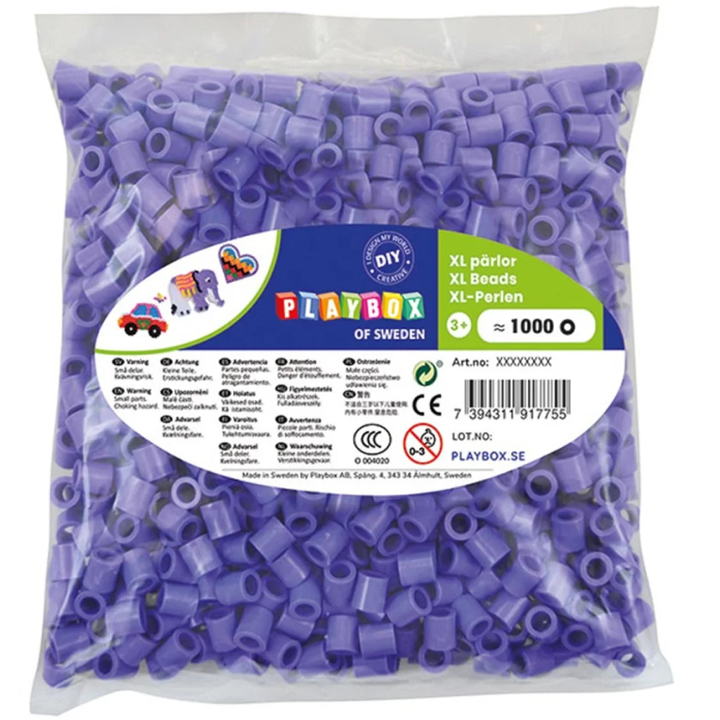 PlayBox: 9mm-es XL MIDI vasalható gyöngy 1000db-os csomag lila színben