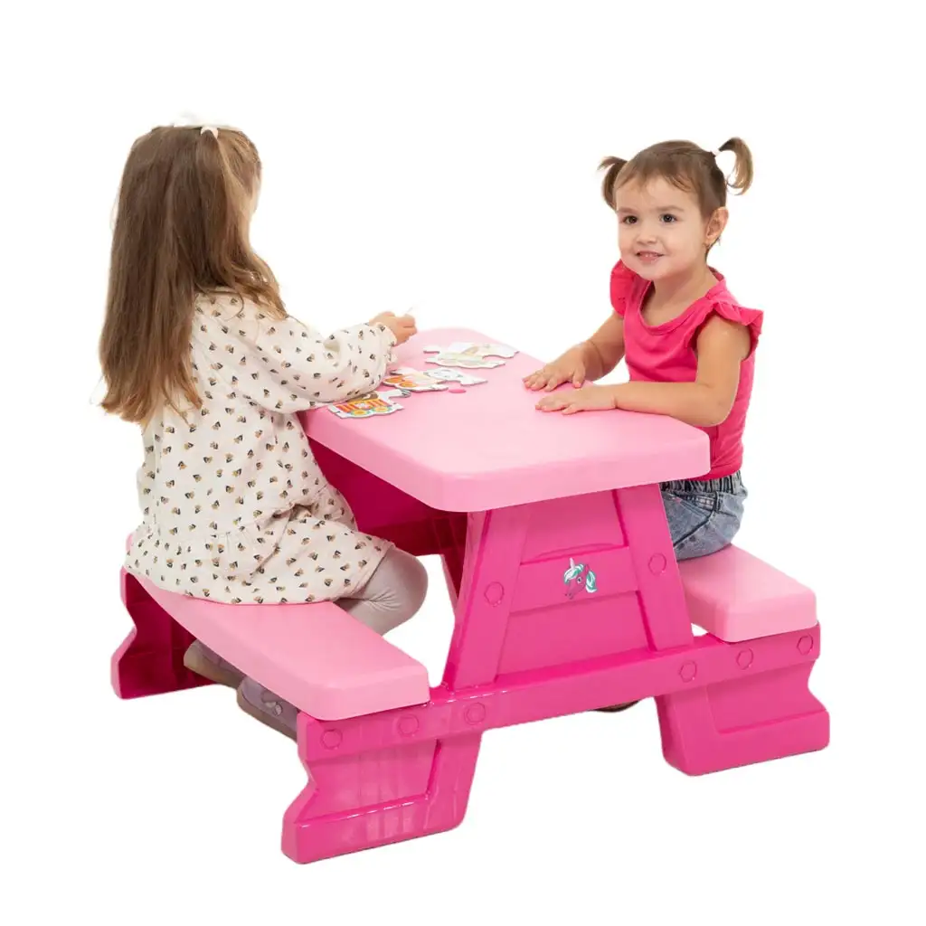 Rózsaszín színű piknik asztal 70x79x47cm