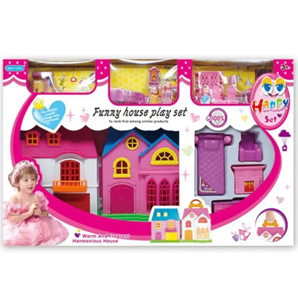 Szétnyitható babaház bútorokkal és kiegészítőkkel