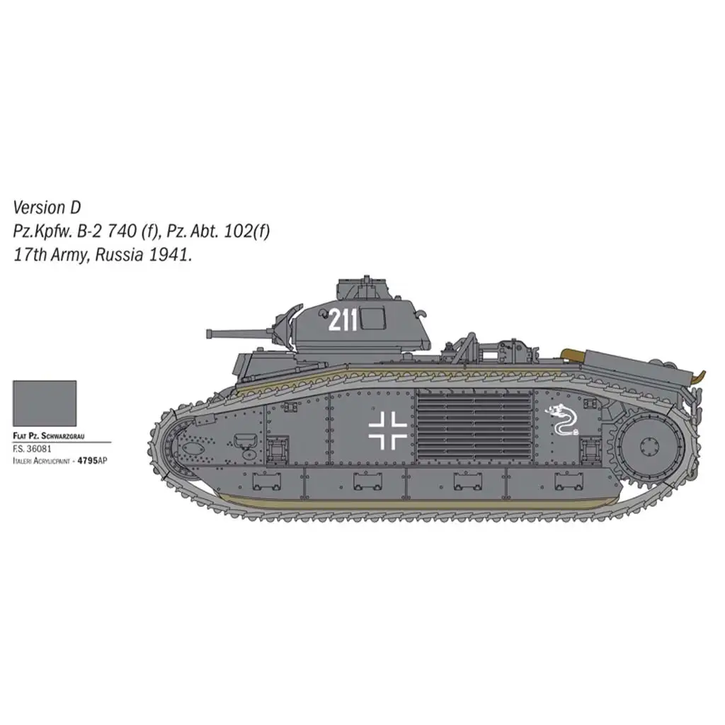 Italeri 1/56 Char B1 Bis tank makett kép 4