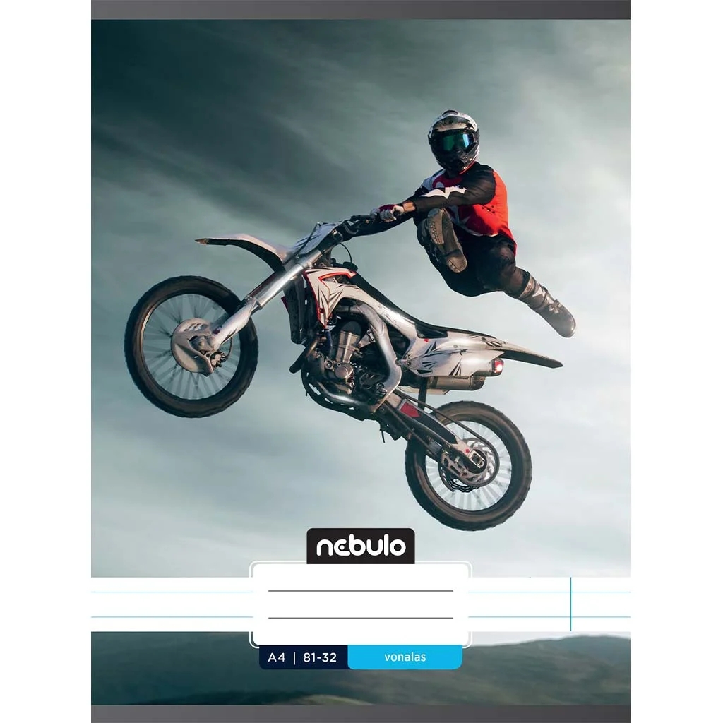 Nebulo: Tűzött vonalas motocross mintás füzet 81-32 A/4