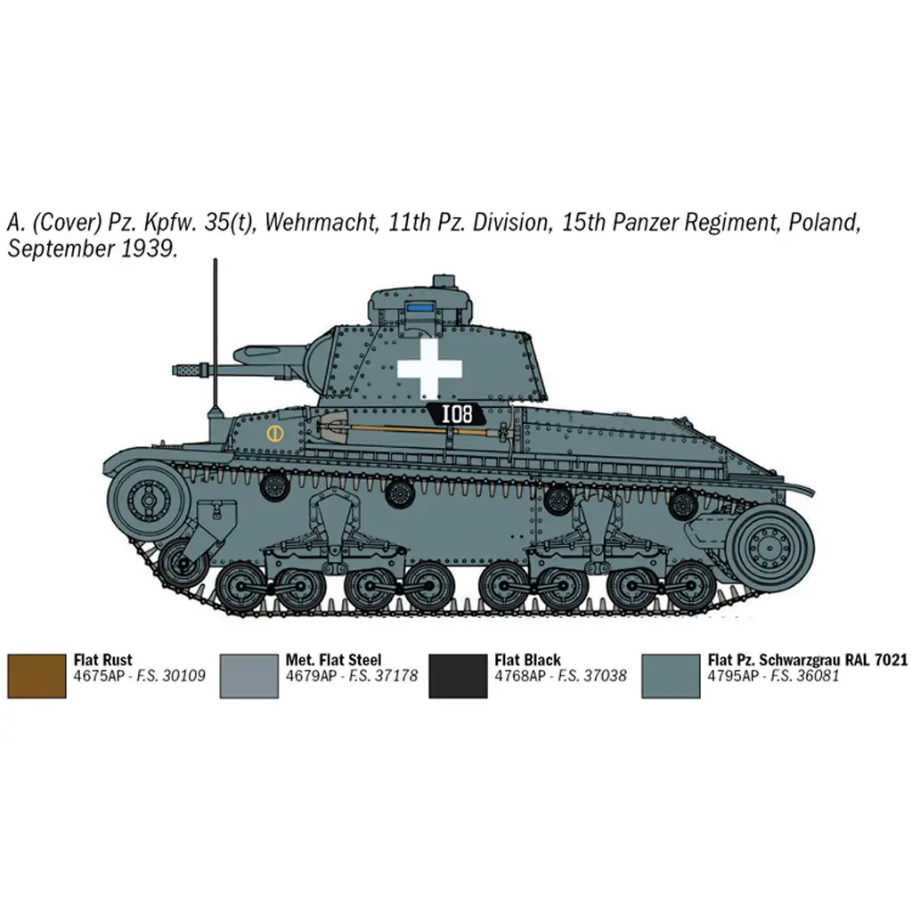Italeri 1/72 Pz. Kpfw. 35(t) tank makett kép 3