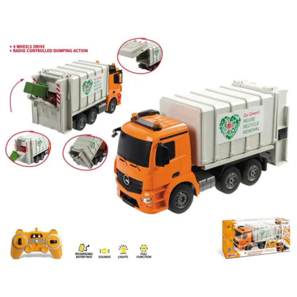 RC Mercedes Arocs távirányítós kukás autó 1:20 fénnyel és hanggal 2,4GHz kép 2