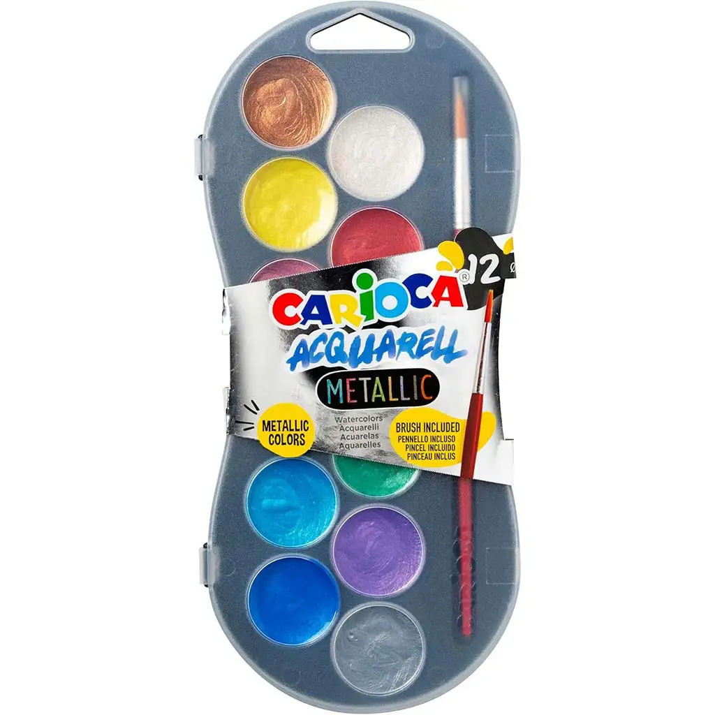 Vízfesték készlet 12 metál színnel 30mm - Carioca