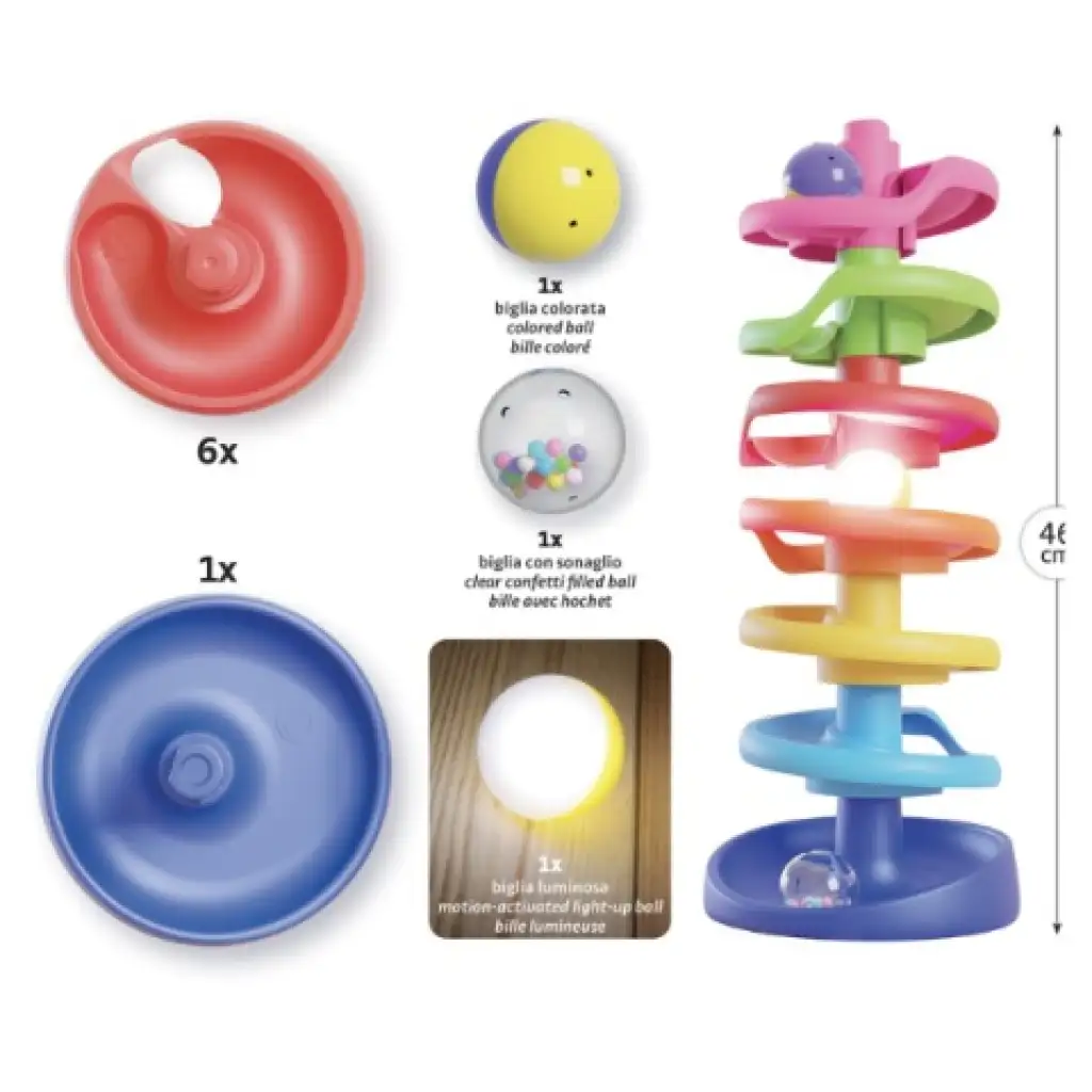 Quercetti: Spirál Torony bébi golyópálya világító golyóval kép 2