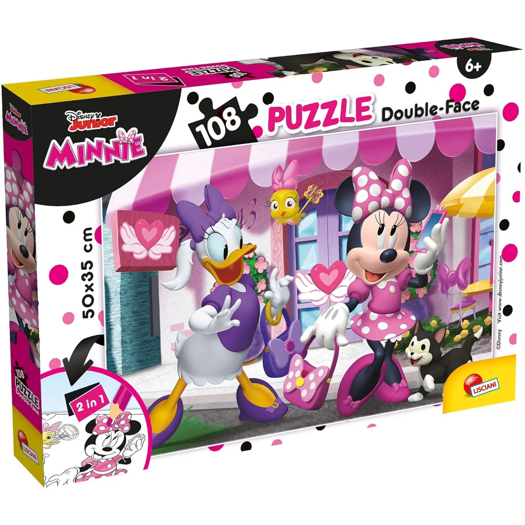 Minnie egér 2 az 1-ben 108db-os puzzle és színező 50x35cm - Lisciani
