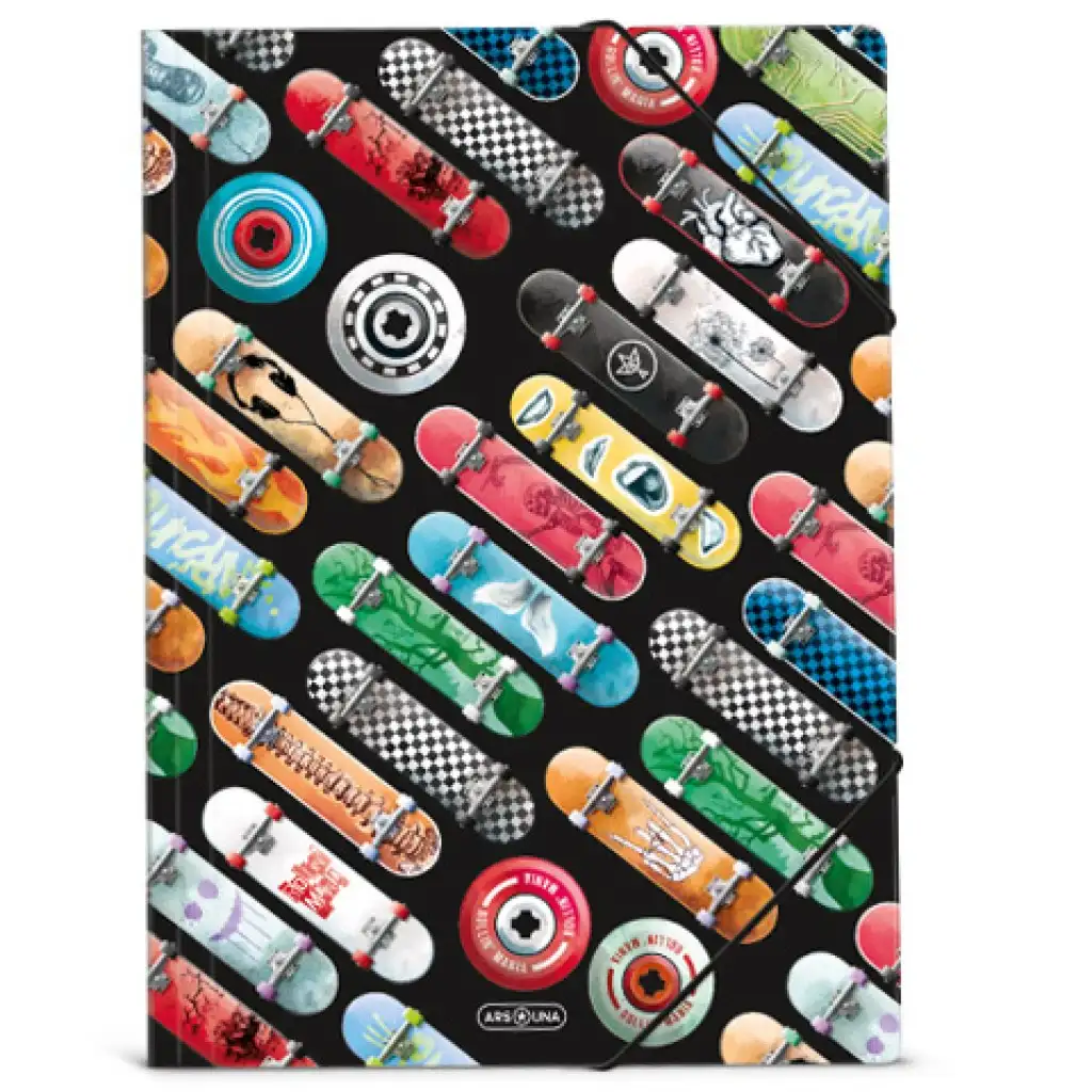 Ars Una: Rollin' Mania gördeszka mintás gumis mappa A/4-es méret