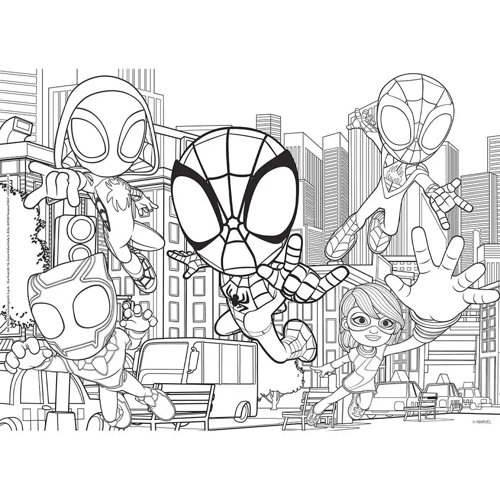 Marvel Spidey 2 az 1-ben 24db-os puzzle és színező 35x25cm - Lisciani kép 2