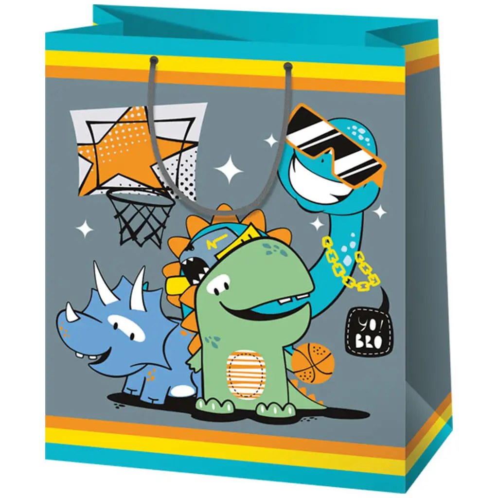 Kosárlabdás dinók óriás méretű ajándéktáska 33x15x44cm