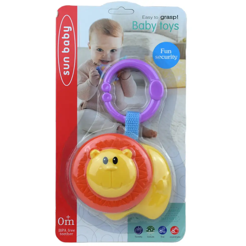 Sun Baby: Vidám oroszlán BPA mentes bébi csörgő kép 3
