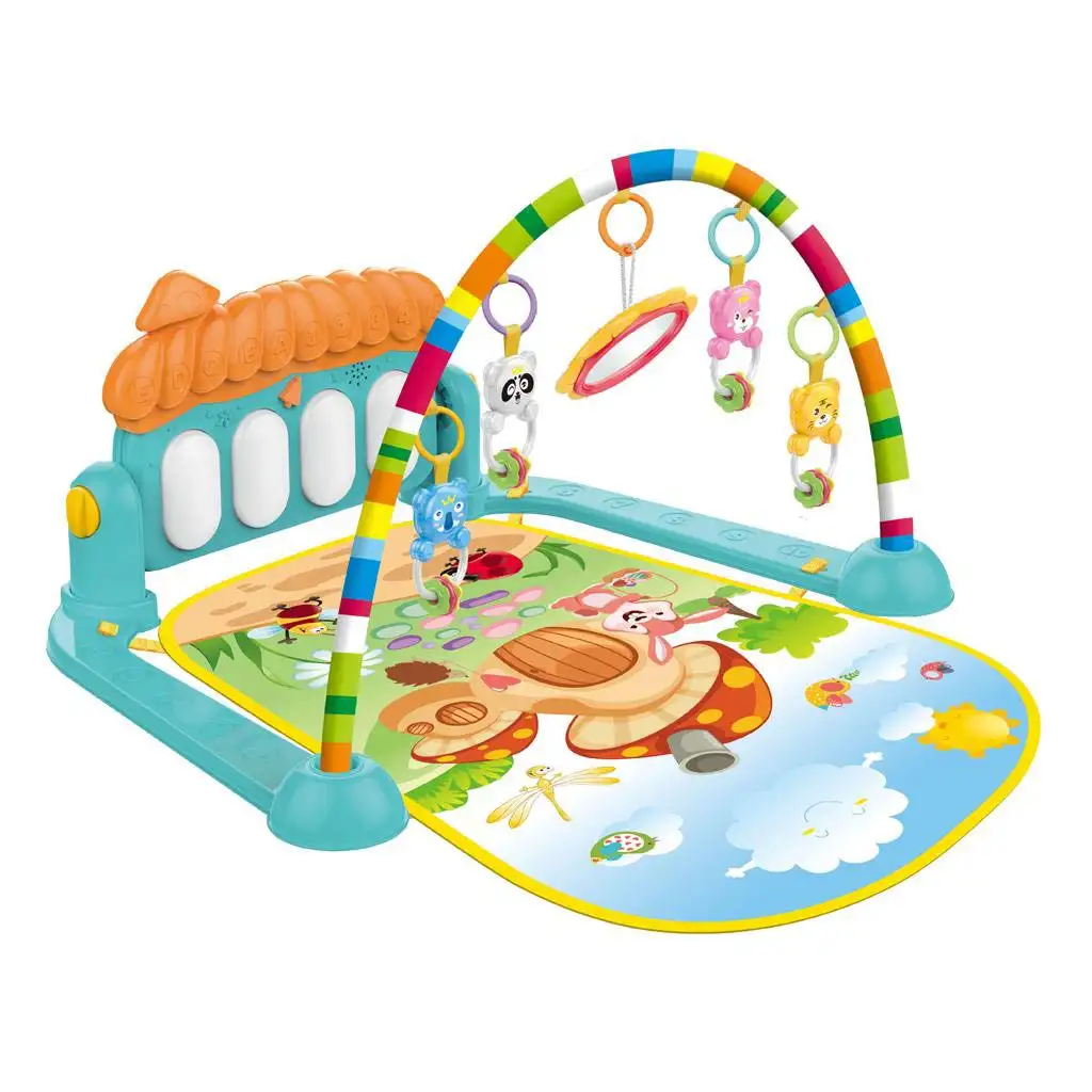 Vidám játszószőnyeg állatos csörgőkkel bébiknek kép 2