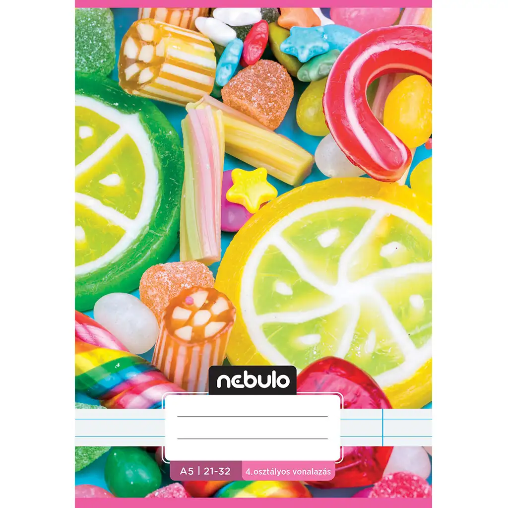 Nebulo: Candy mintás 4.osztályos vonalas füzet A/5 21-32