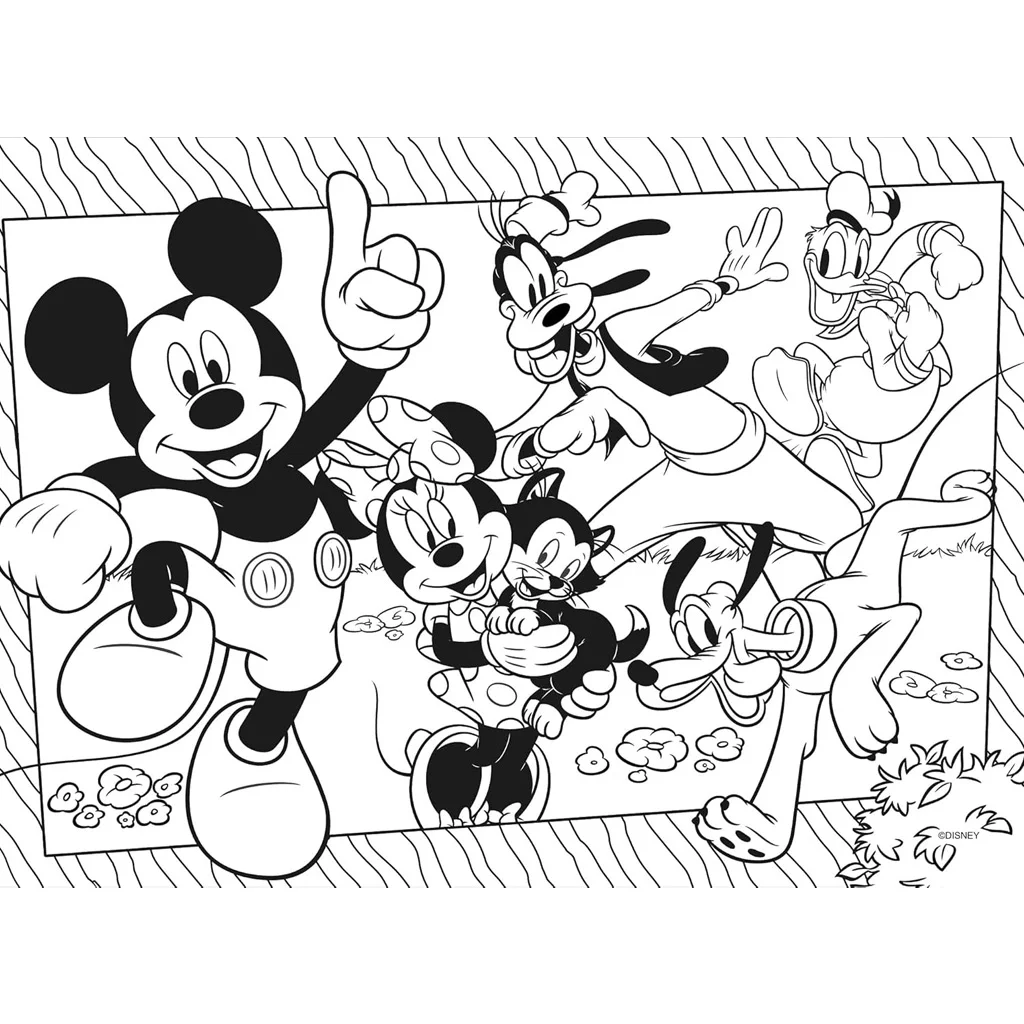 Mickey egér és barátai 2 az 1-ben 60db-os Eco puzzle és színező 70x50cm - Lisciani kép 3