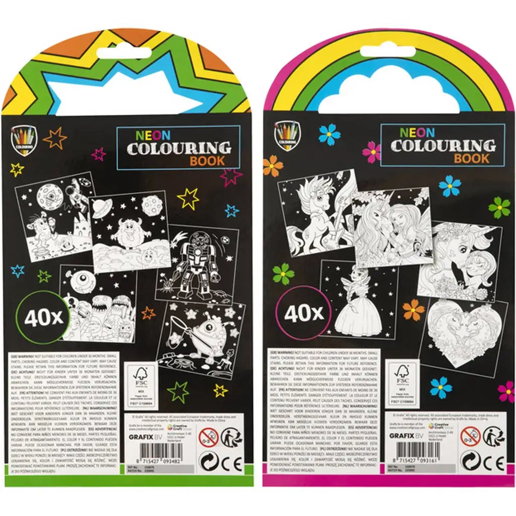 Grafix Neon 40 lapos kifestő készlet 5db filctollal kép 2