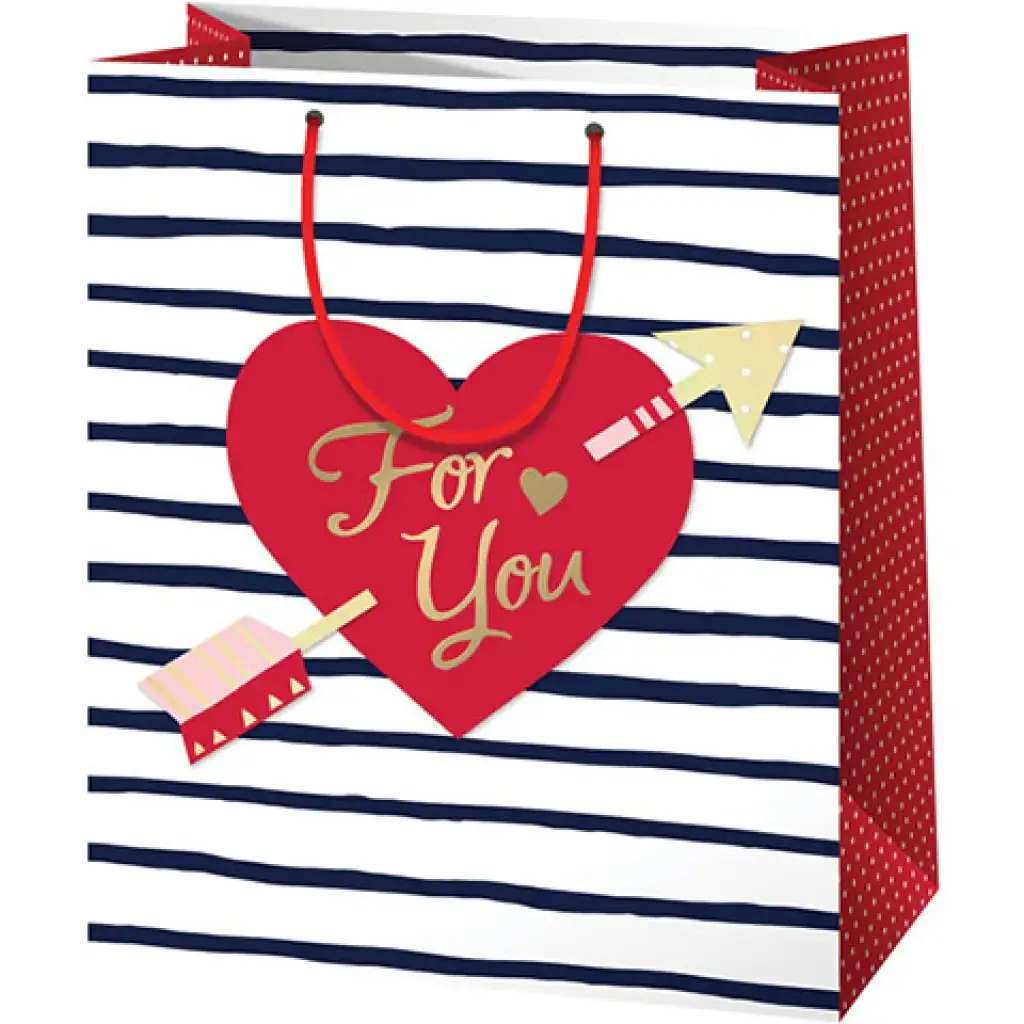 "For you" szíves normál méretű ajándéktáska 11x6x15cm