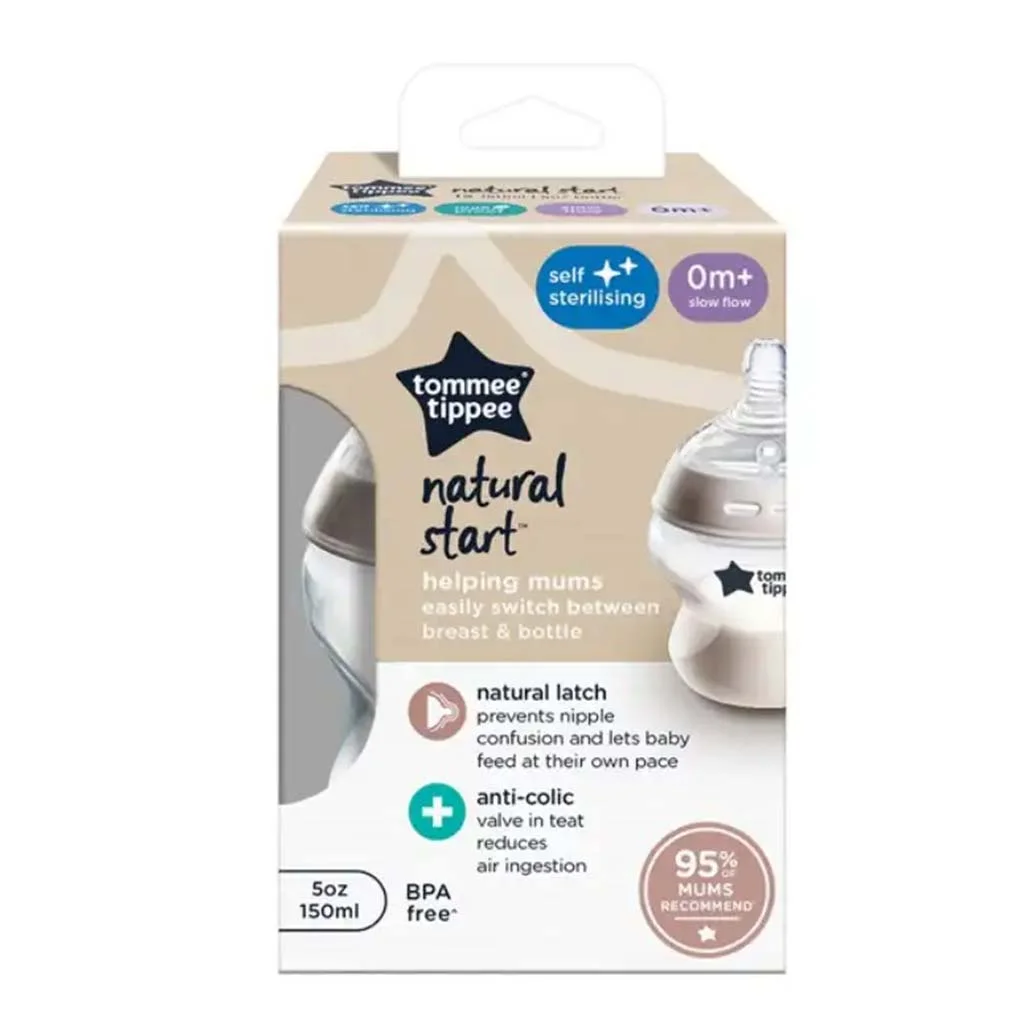 Tommee Tippee: Closer To Nature átlátszó cumisüveg 150ml  (0 hó+)