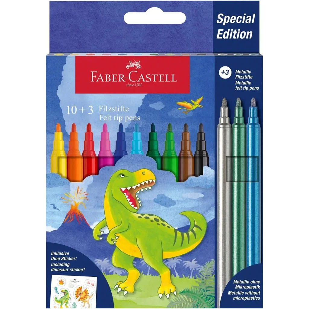 Faber-Castell: Dinoszauruszos filctoll 10+3db-os csomag