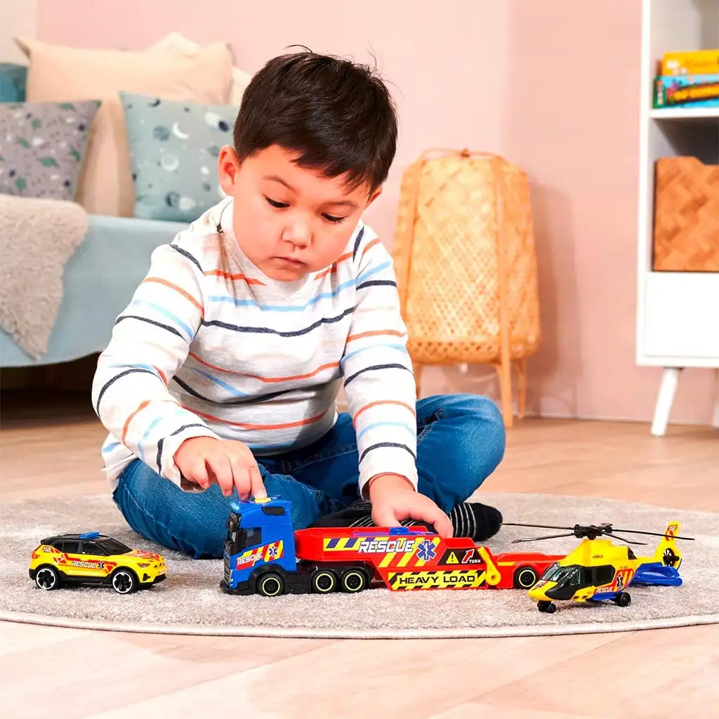 Mentő kamion helikopterrel és autóval - Dickie Toys kép 4