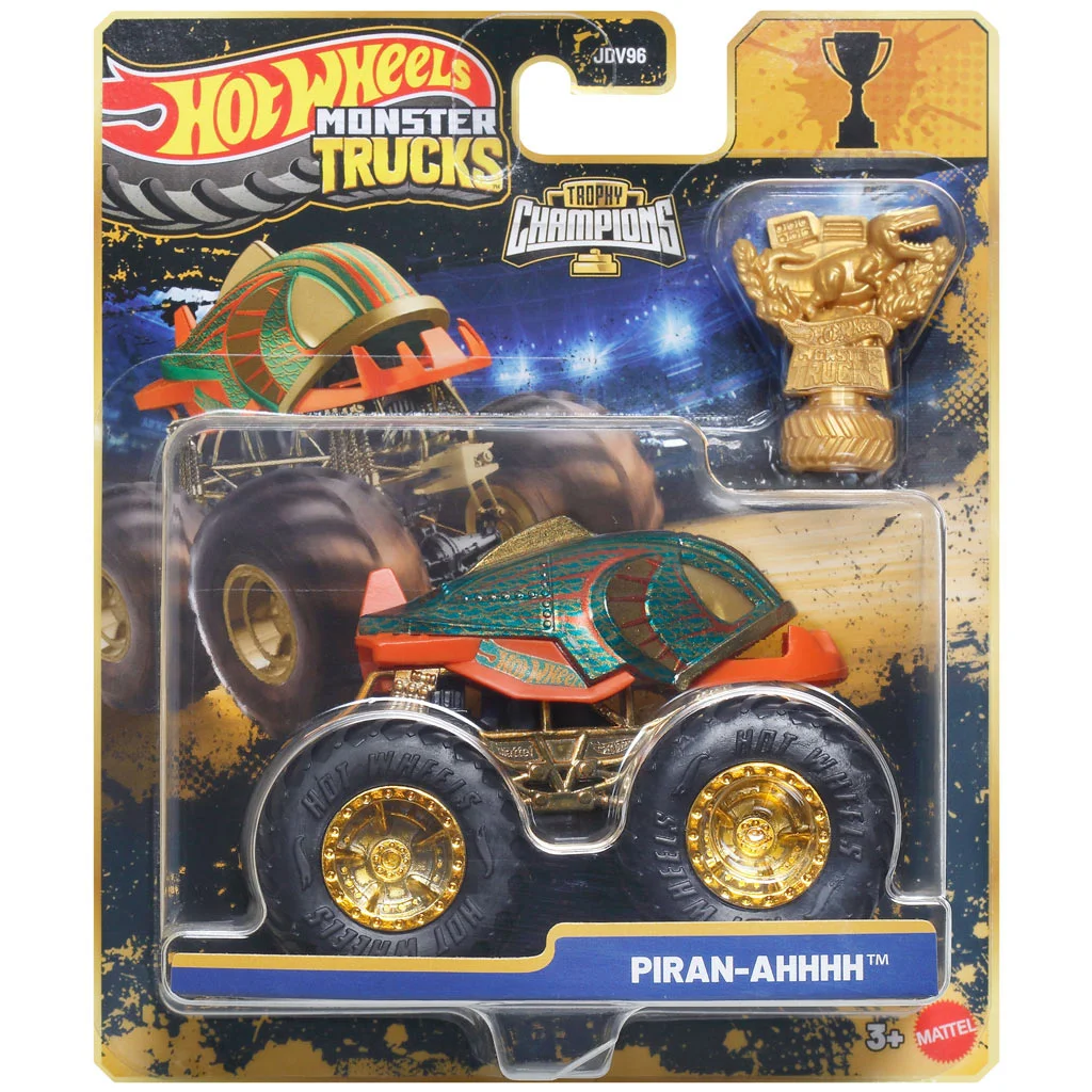 Hot Wheels Monster Trucks: Piran-Ahhh bajnok kisautó serleggel 1/64 – Mattel