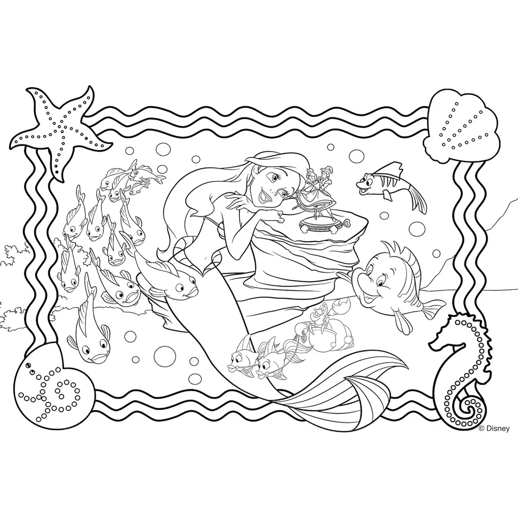 Ariel a kis hableány 2 az 1-ben 250db-os puzzle és színező 50x35cm - Lisciani kép 3