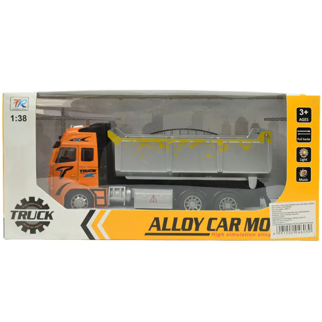 Alloy Car: Lendkerekes billencses teherautó fénnyel és hanggal 19cm kép 5