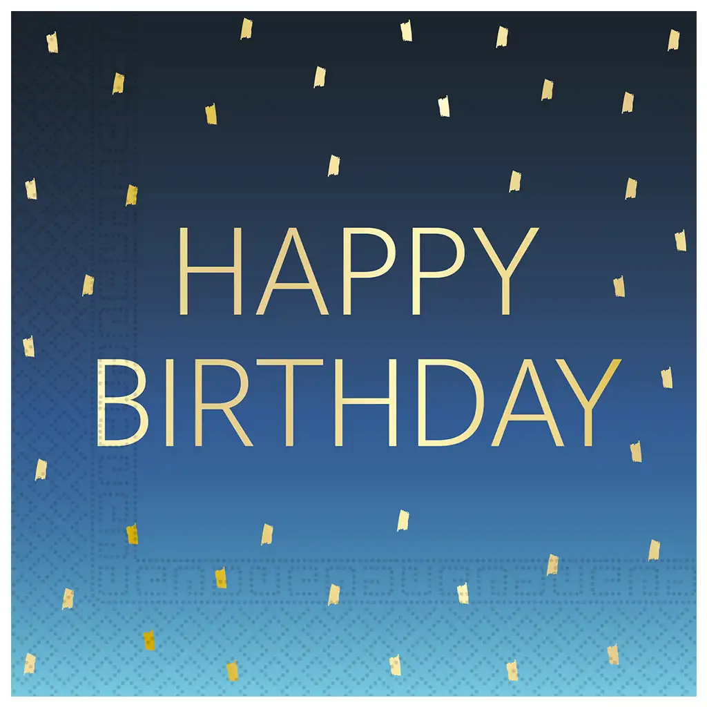 Kék színű szülinapi "Happy Birthday" feliratú 2 rétegű papírszalvéta 20db-os csomag