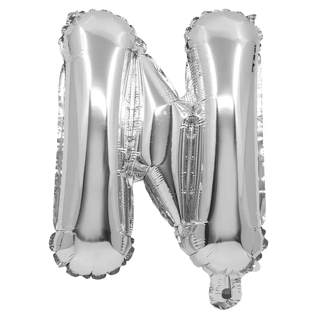 Betű formájú fólia lufi ezüst színben – N betű 32cm