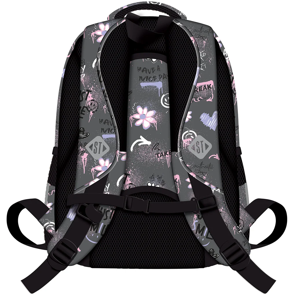 St.Right Good Vibes feliratú szürke iskolatáska, hátizsák BP58 40x28x18cm kép 2