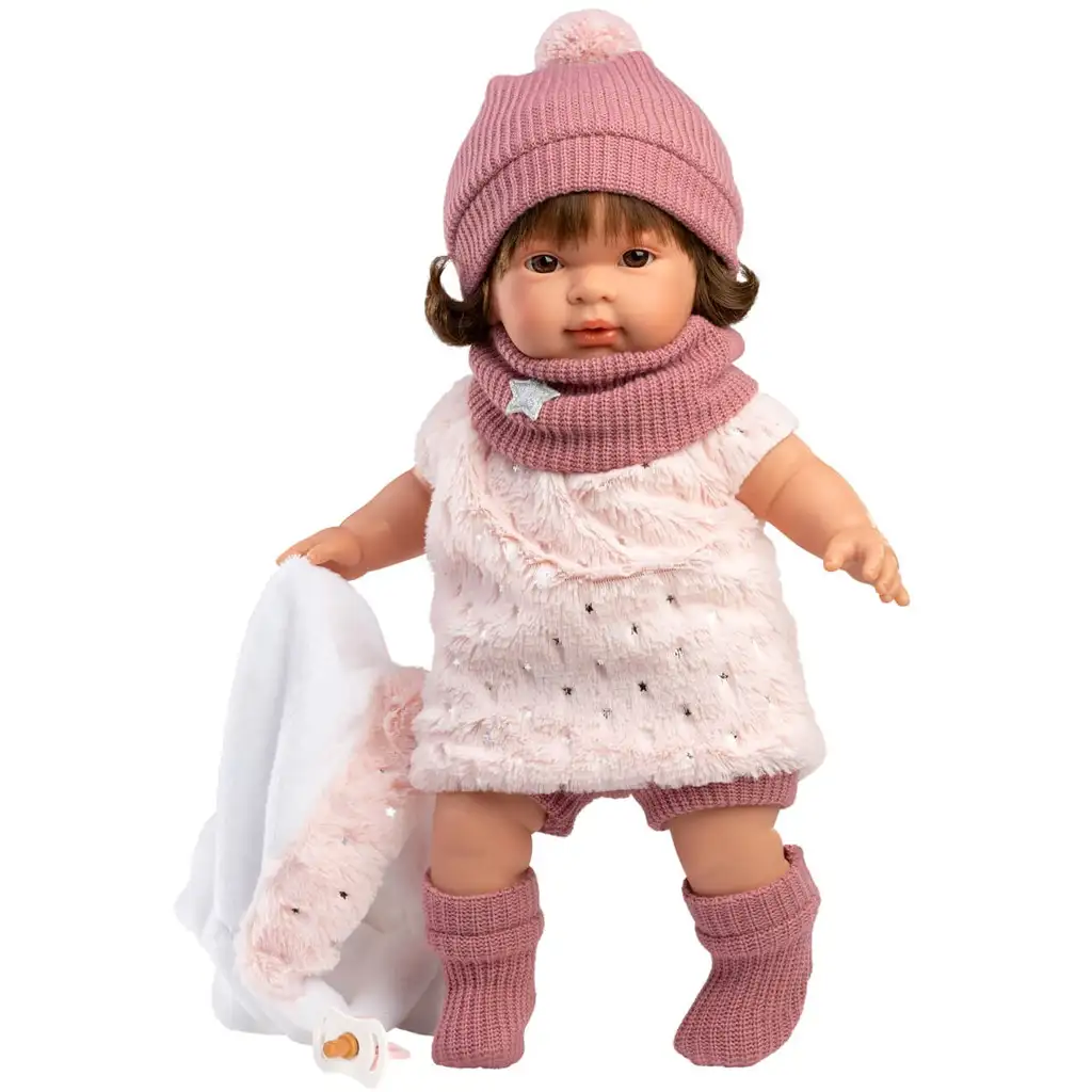Llorens: Carla 42cm-es síró baba cumival csillagos ruhában kép 2