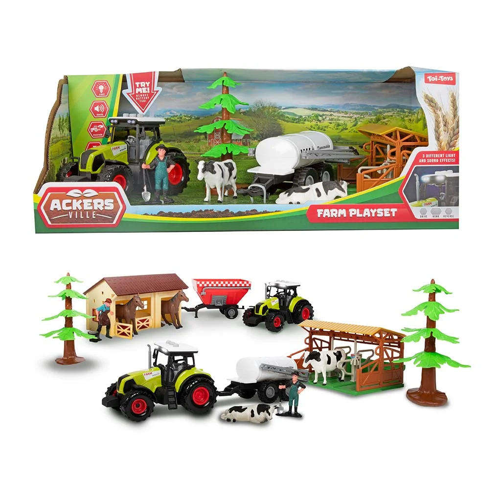 Farm istálló szett traktorral 7db-os szett kép 2