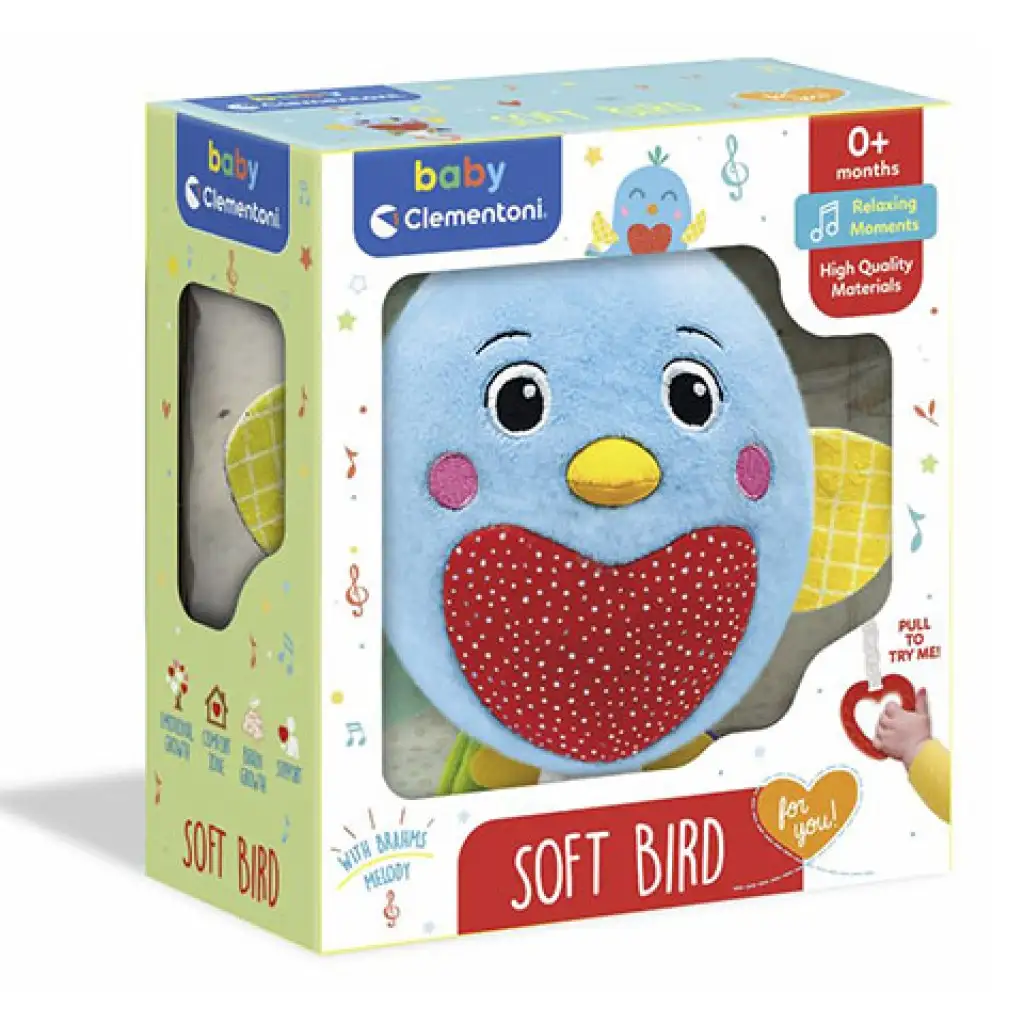 Felhúzható zenélő pihe-puha plüss kismadár - Clementoni baby
