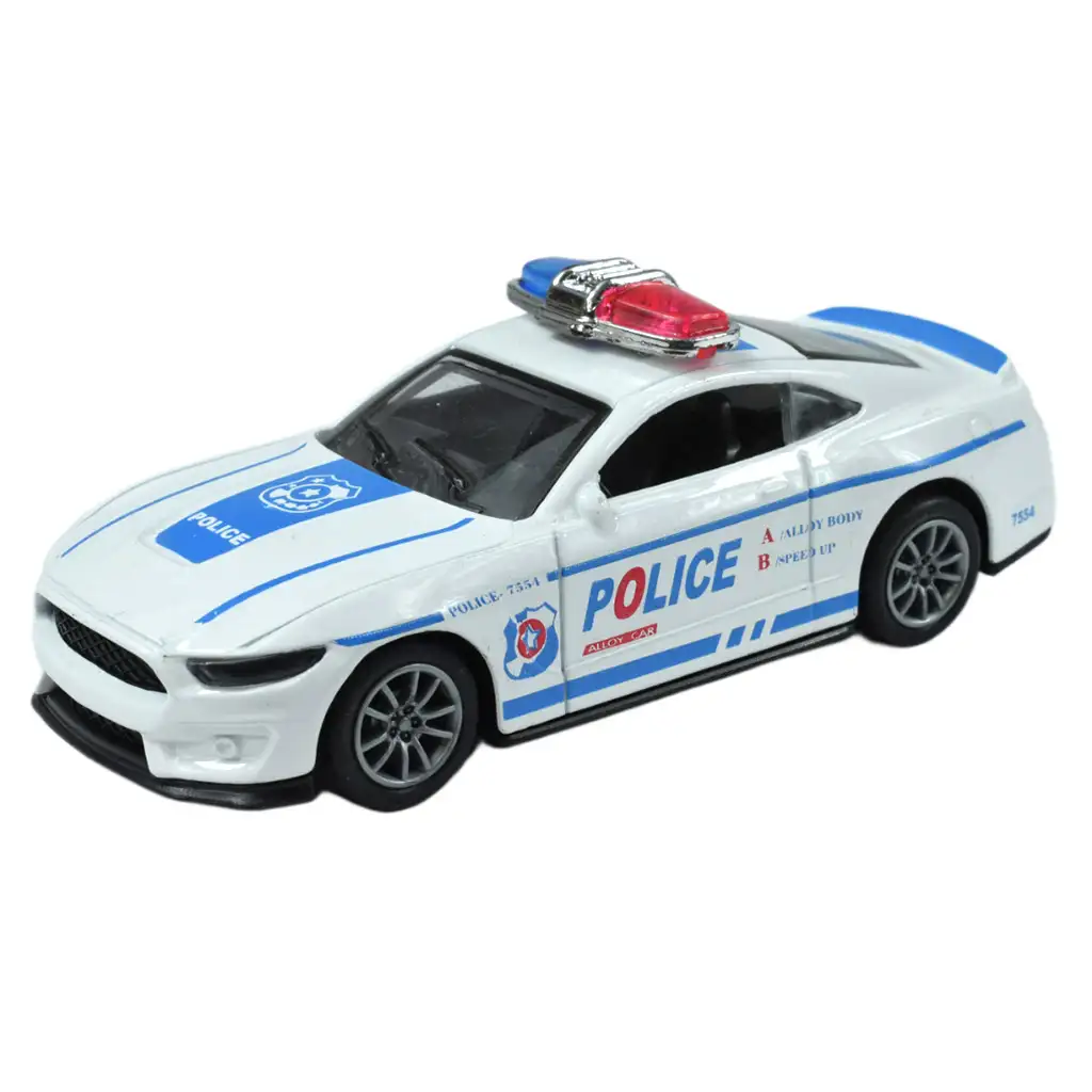Police Cars: Lendkerekes fém rendőrautó többféle változatban 11cm 1db kép 2